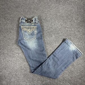 Miss Me Jeans Womens 27 Blue Bootcut Vtg 32B JP4655-6 Embellished Pocket Denim